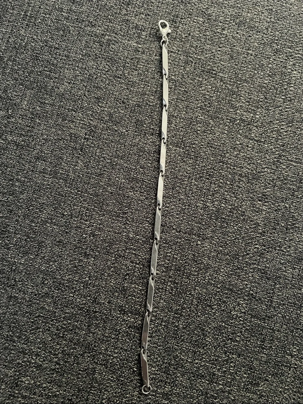 Sleek Silver Geometric Link Bracelet, New - Picture 4 of 8